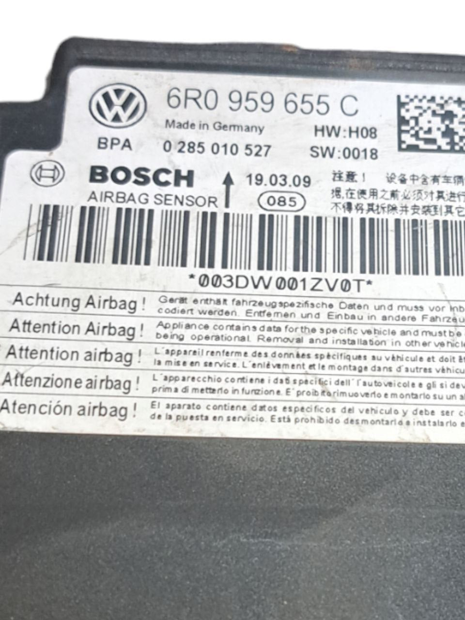Centralina Airbag Volkswagen Polo 6R (2009 - 2017) COD:6R0959655C - F&P CRASH SRLS - Ricambi Usati