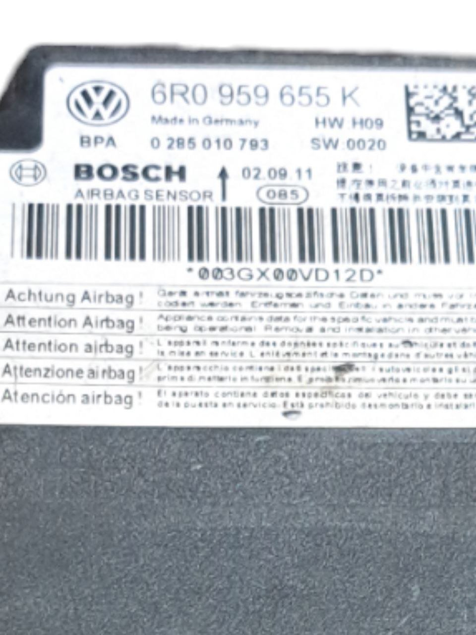 Centralina Airbag Volkswagen Polo 6R (2009 - 2017) COD:6R0959655K - F&P CRASH SRLS - Ricambi Usati