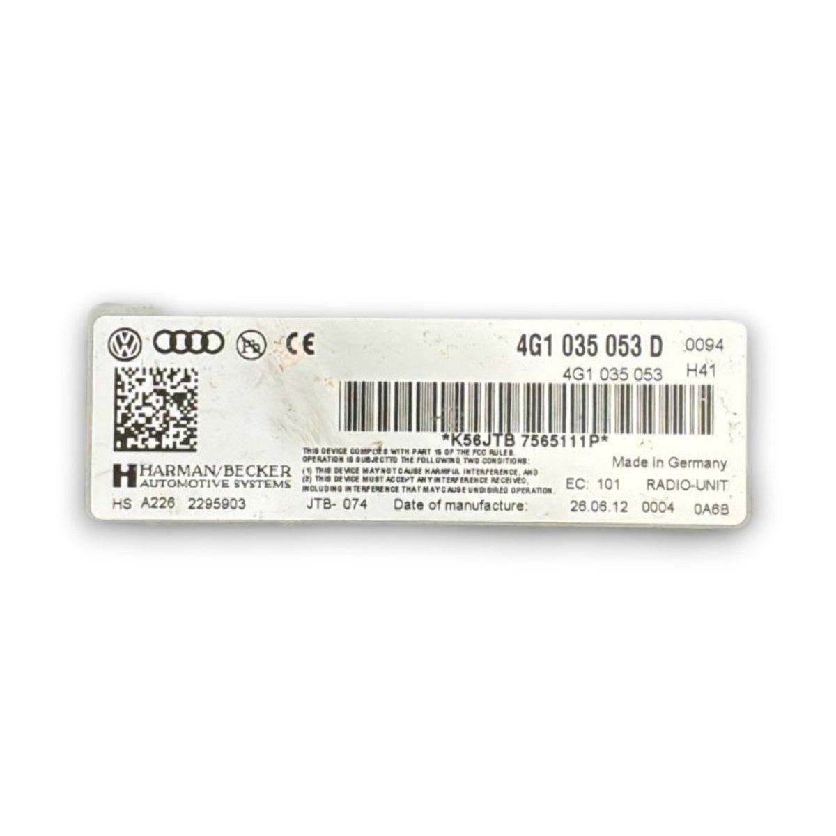 Centralina autoradio audi a4 b8 cod . 4g1035053d (2007 > 2016) - F&P CRASH SRL - Ricambi Usati