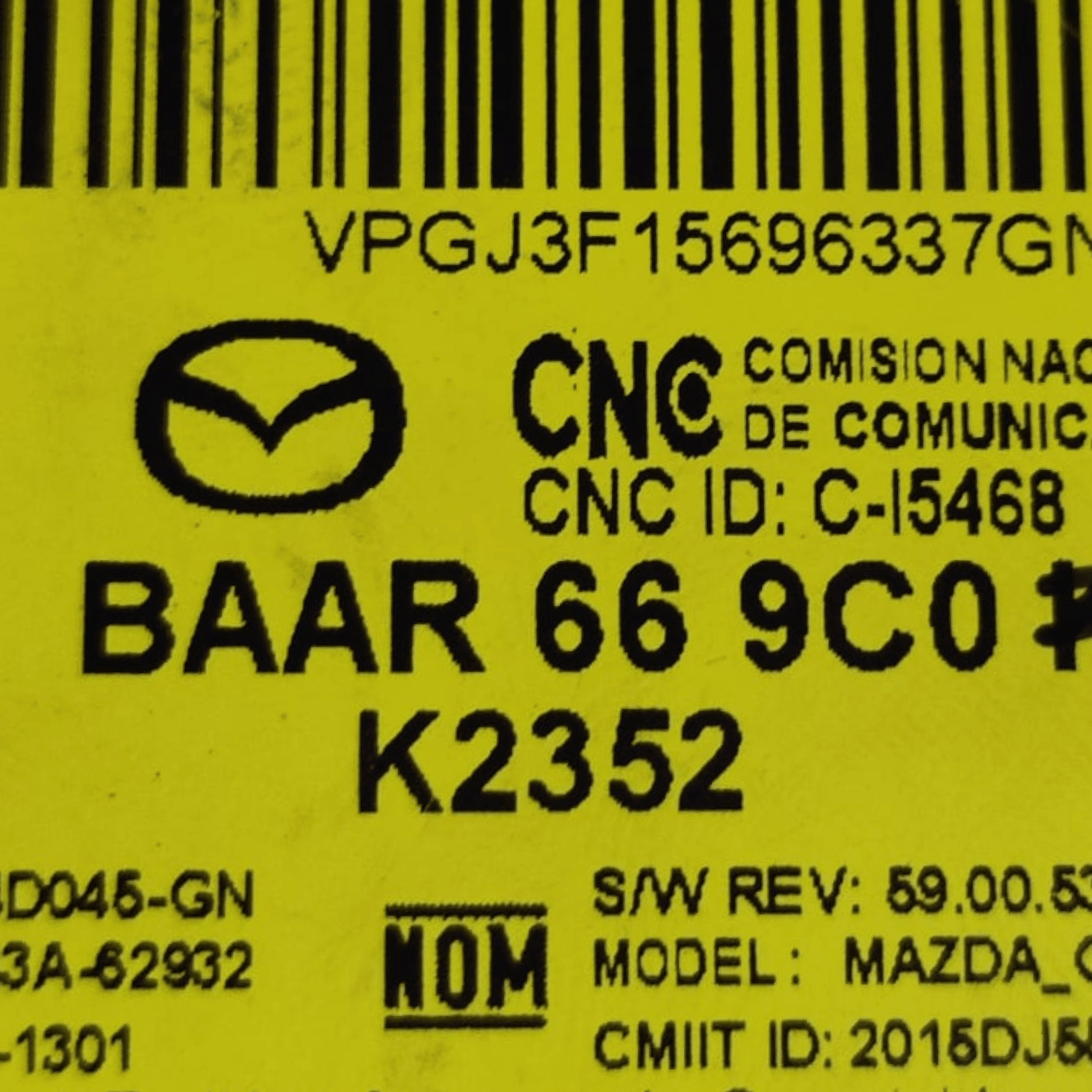 Centralina Autoradio Mazda CX - 3 COD: BAAR669C0 (2015>) - F&P CRASH SRLS - Ricambi Usati