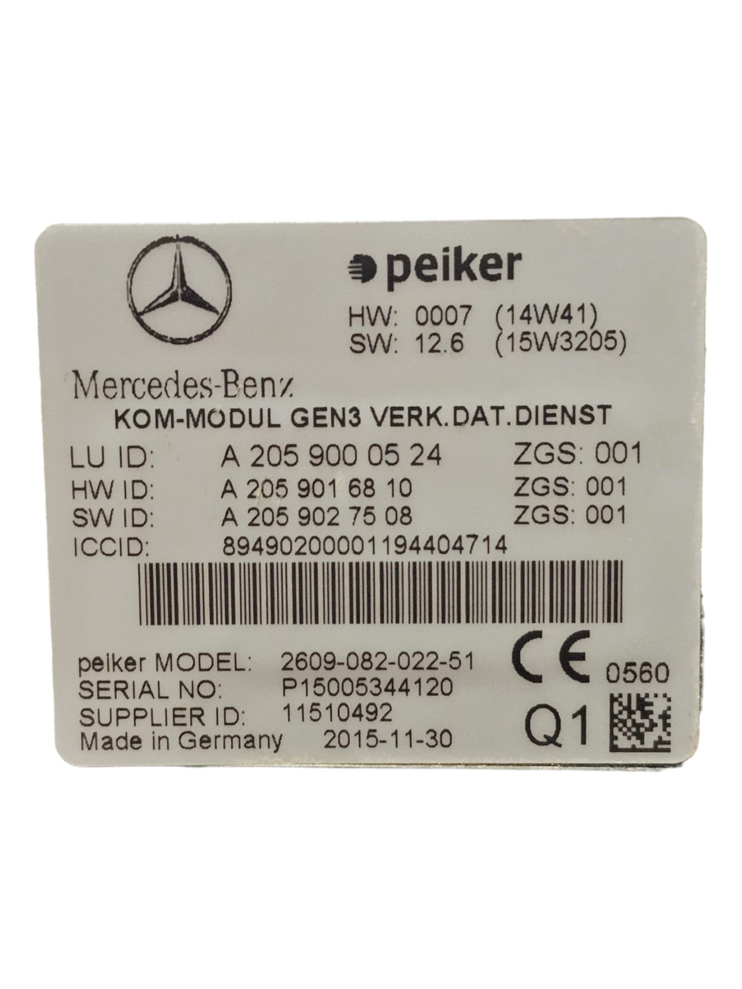 Centralina Autoradio Mercedes Classe C W205 Cod:A2059000524 (2014 - 2021) - F&P CRASH SRLS - Ricambi Usati