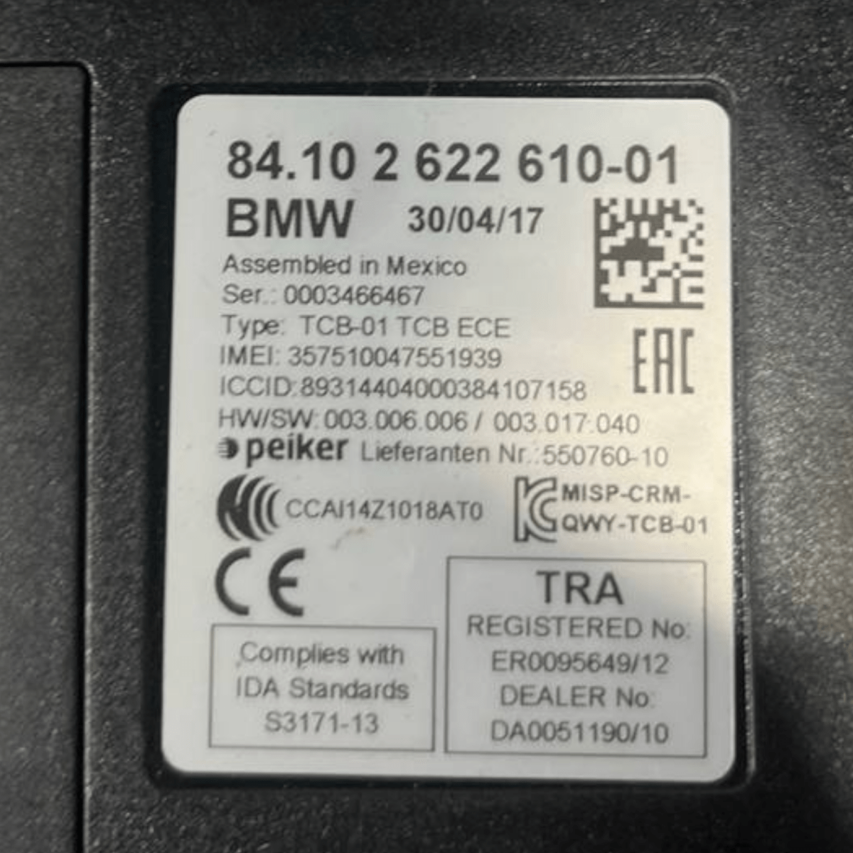 Centralina Bluetooth Bmw Serie 1 F20 (2011 al 2019) cod: 84102622610 - 01 - F&P CRASH SRLS - Ricambi Usati