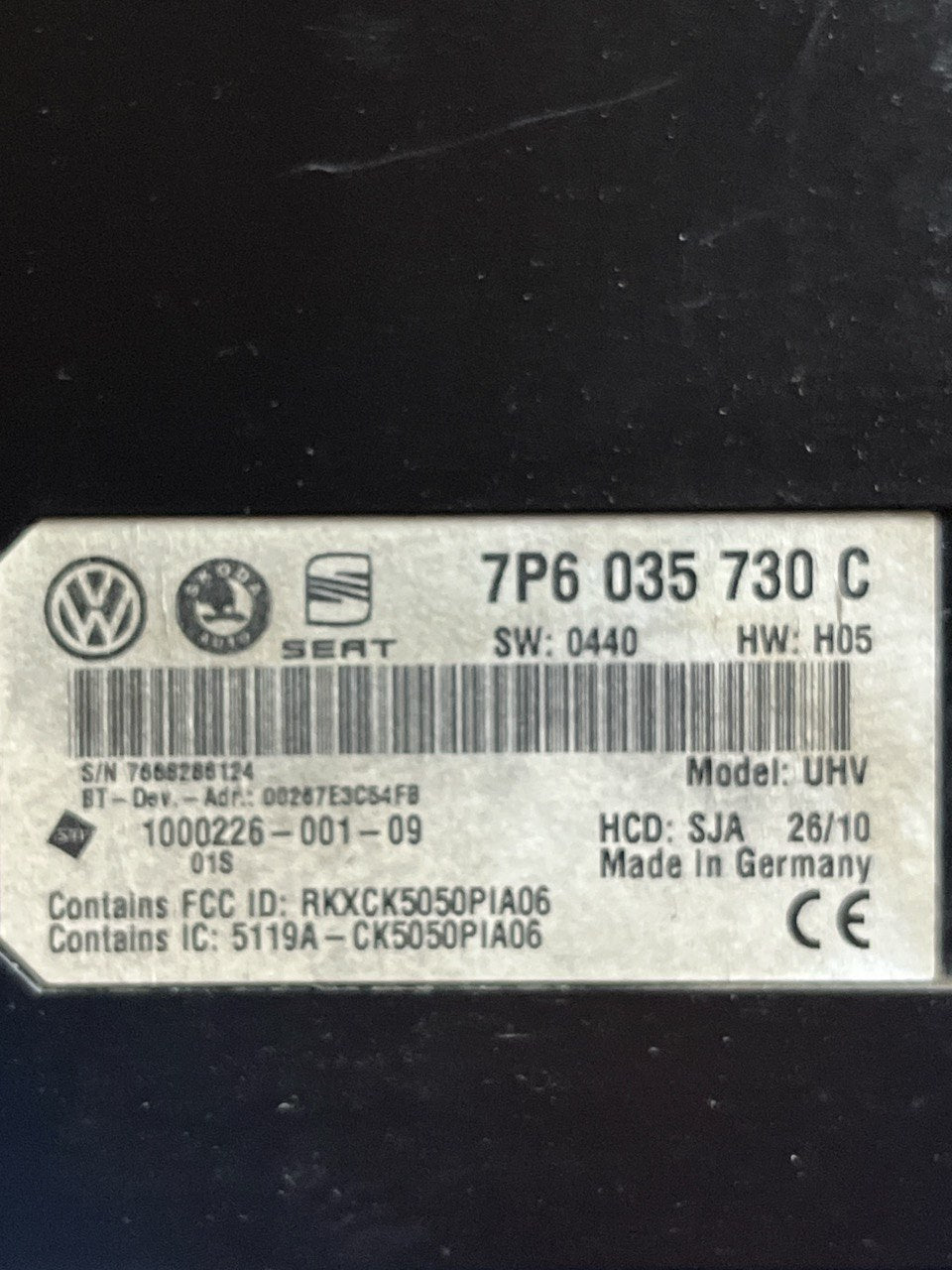 Centralina Bluetooth Seat Ibiza 6J (08 - 17) cod.7P6035730C - F&P CRASH SRLS - Ricambi Usati