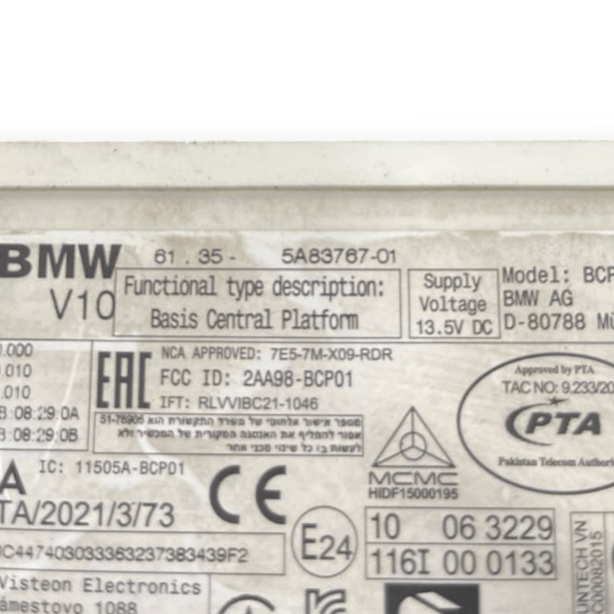 Centralina Body Computer Bmw X1 U11 (2022 - ) cod: 5A83767 - 01 - F&P CRASH SRLS - Ricambi Usati