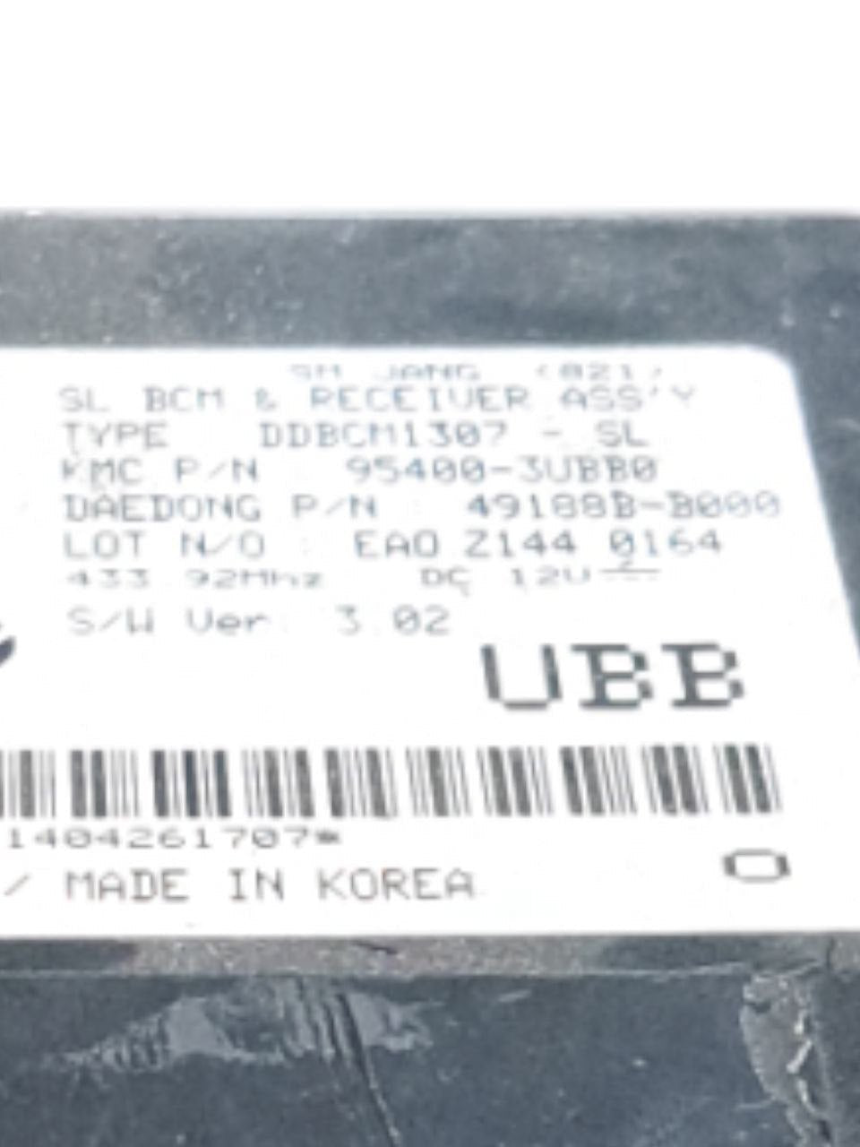 Centralized Locking Control Unit Kia Sportage (2010 - 2016) CODE: 95400 - 3UBB0 - F&P CRASH SRLS - Used Parts