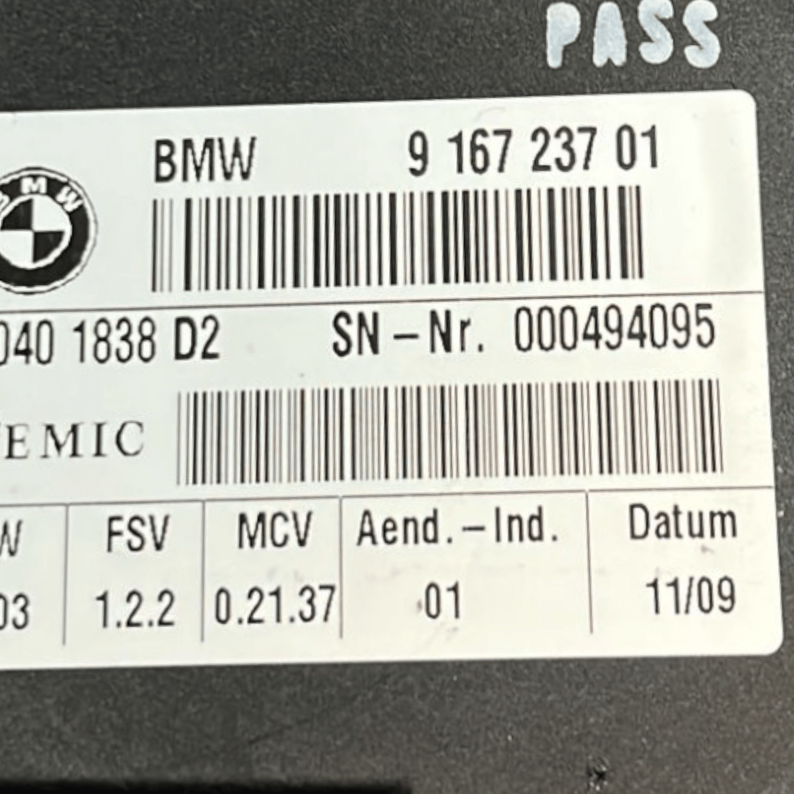 Centralina Cintura Sicurezza Posteriore Bmw Serie 3 (E92) cod:916723701 (2005 >2013) - F&P CRASH SRLS - Ricambi Usati
