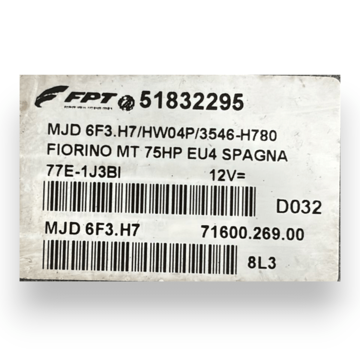 Centralina ecu motore fiat fiorino 1.3 diesel cod:51832295 (2007 - ) - F&P CRASH SRL - Ricambi Usati