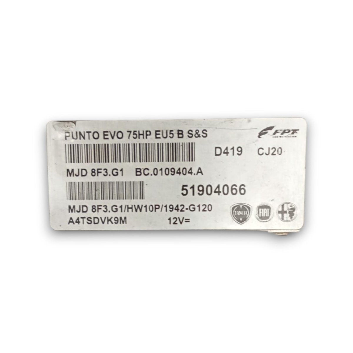 Engine ECU control unit fiat punto evo code . 51904066 1.3 diesel (2012 >) - F&P CRASH SRL - Used Parts