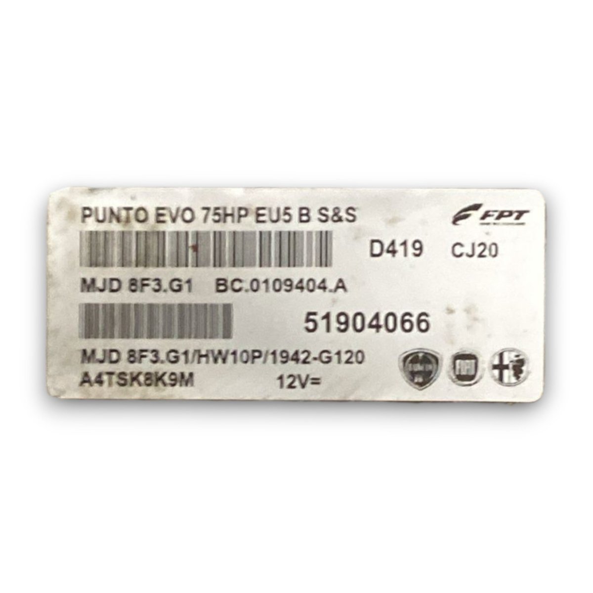 Engine ECU control unit fiat punto evo code . 51904066 1.3 diesel (2012 >) - F&P CRASH SRL - Used Parts