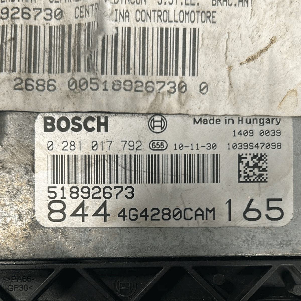 Centralina ecu motore lancia delta 1.6 diesel cod:51892673 (2008 > 2015) - F&P CRASH SRL - Ricambi Usati