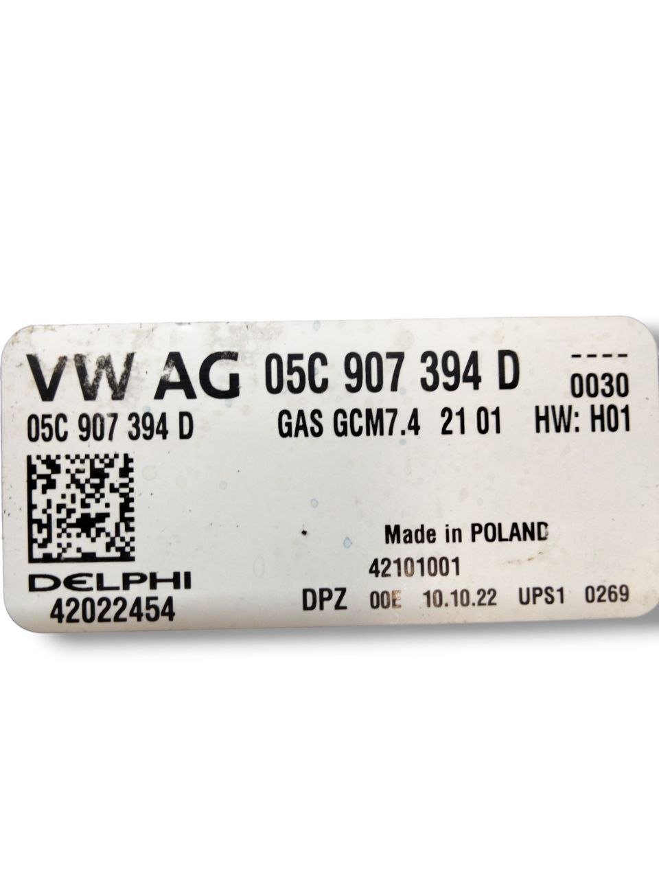 Centralina Ecu Motore Volkswagen T-Cross / Audi Q2 / Skoda Kamiq 1.0 Benzina ( 2020 ) COD:05C907394D - F&P CRASH SRLS - Ricambi Usati