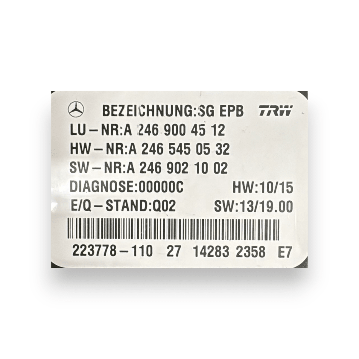 Centralina freno di stazionamento Mercedes - Benz Classe A (W176) cod.223778110 (2012 - 2018) - F&P CRASH SRL - Ricambi Usati