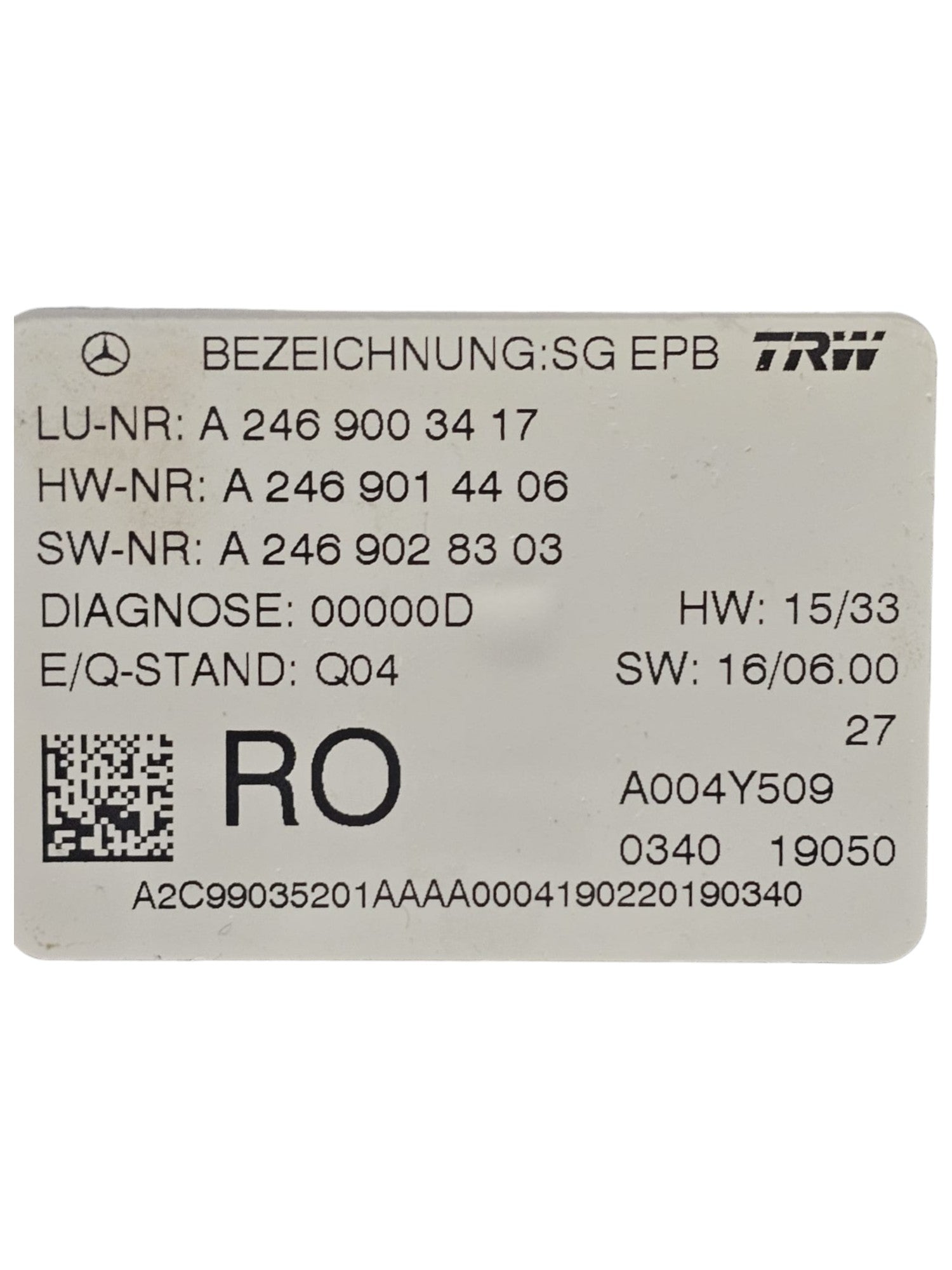 Centralina Freno Di Stazionamento Mercedes GLA X156 Cod:A2469003417 (2013 - 2019) - F&P CRASH SRLS - Ricambi Usati