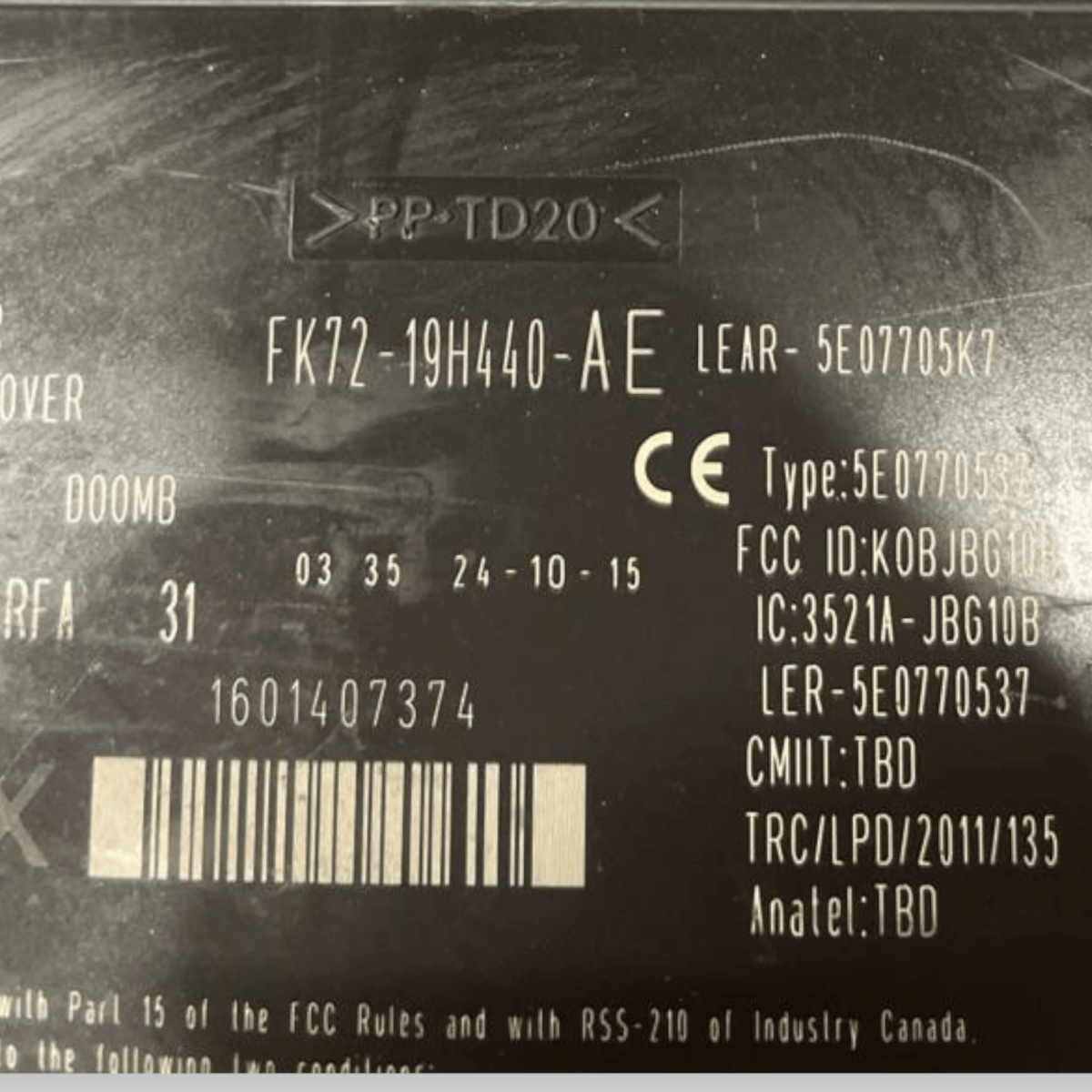 Centralina / Modulo Keyless Land Rover Evoque L538 (2011 al 2018) cod: FK72 - 19H440 - AE - F&P CRASH SRLS - Ricambi Usati
