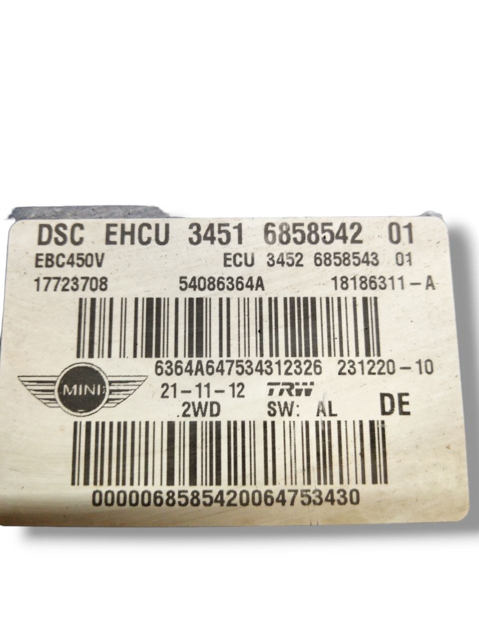 Centralina Pompa Abs Mini Countryman R60 1.6 benzina( 2012 )cod.17723708 - F&P CRASH SRLS - Ricambi Usati