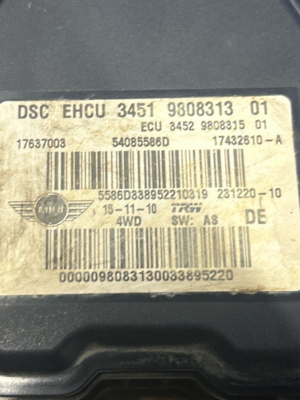Centralina / Pompa ABS Mini Countryman (R60) 1.6 Diesel (2010 > 2017) cod.9808313 - F&P CRASH SRLS - Ricambi Usati
