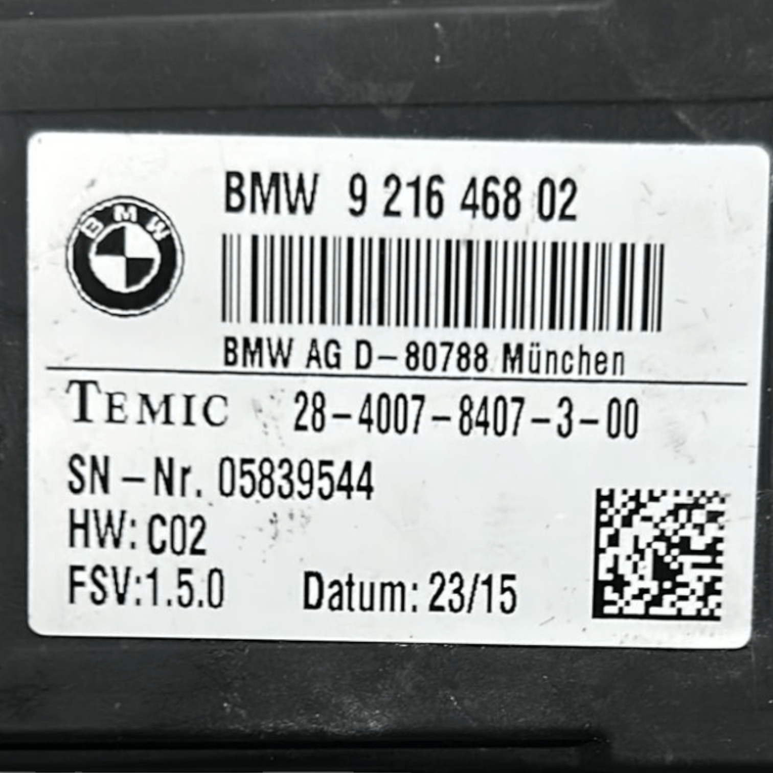 Centralina Sedile Bmw Serie 6 Gran Coupé cod:921646802 (2012 > 2018) - F&P CRASH SRLS - Ricambi Usati