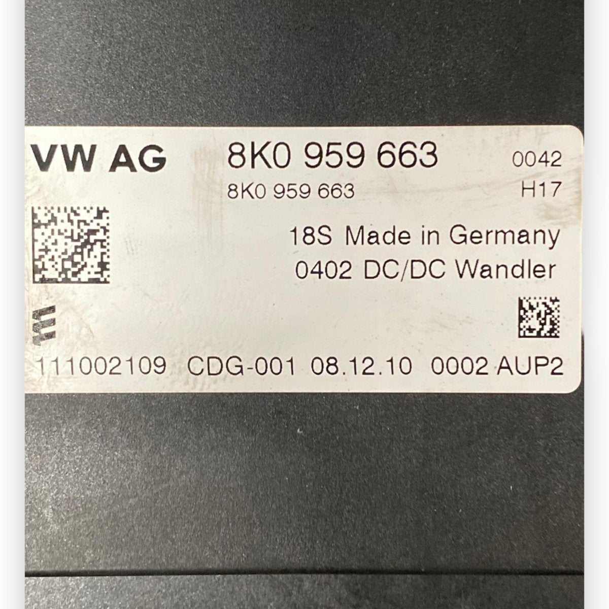 Centralina Start & Stop Audi A1 8X (2010 - 2018) Cod: 8K0959663 - F&P CRASH SRLS - Ricambi Usati