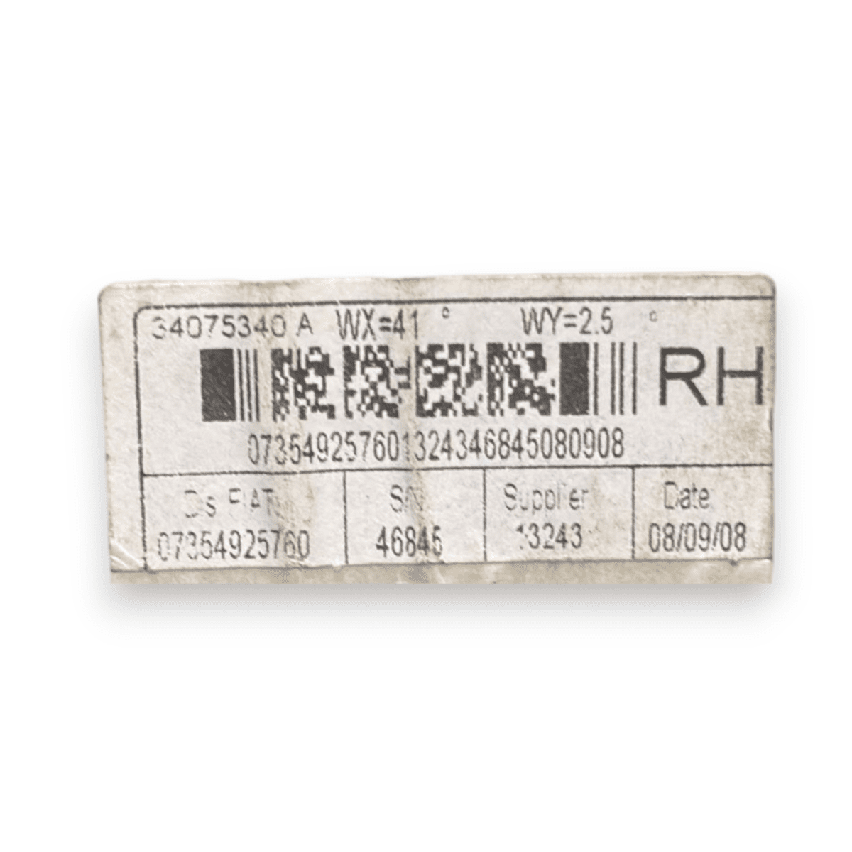 Cintura di sicurezza posteriore destra (dx) fiat 500 cod:07354925760 (2007 - ) - F&P CRASH SRL - Ricambi Usati