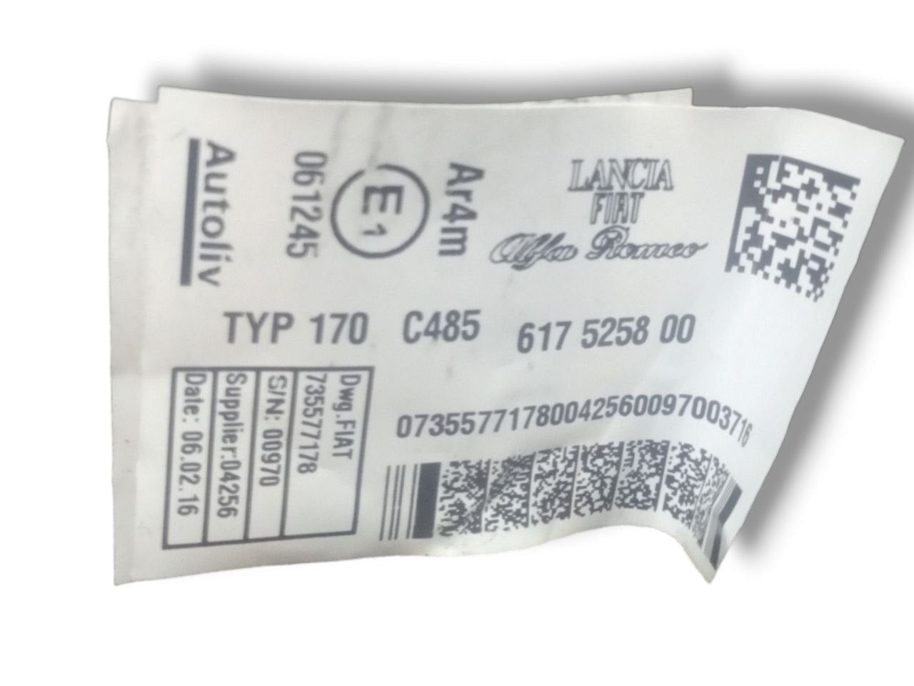 Cintura di Sicurezza posteriore destra (dx) Lancia Ypsilon (2014) cod: 617525800 - F&P CRASH SRLS - Ricambi Usati