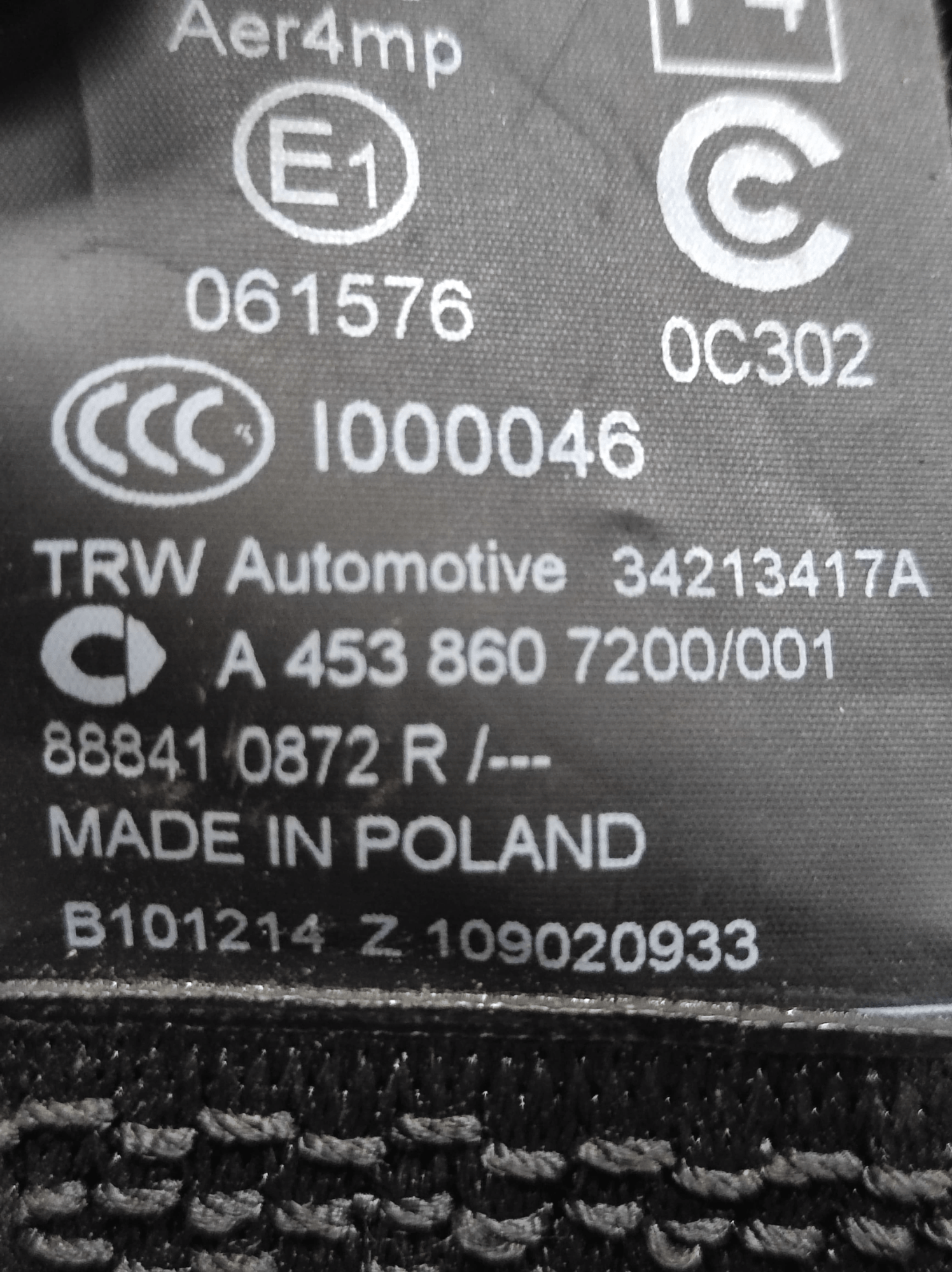 Cintura Di Sicurezza Posteriore Destro Smart Forfour COD: A4538607200 (2014 - 2021) - F&P CRASH SRLS - Ricambi Usati