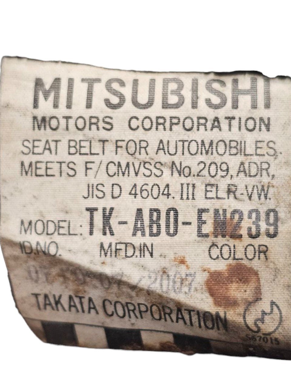 Cintura Di Sicurezza Posteriore Sinistra Mitsubishi Pajero V80 Cod:TK - AB0 - EN239 (2006 - 2019) - F&P CRASH SRLS - Ricambi Usati