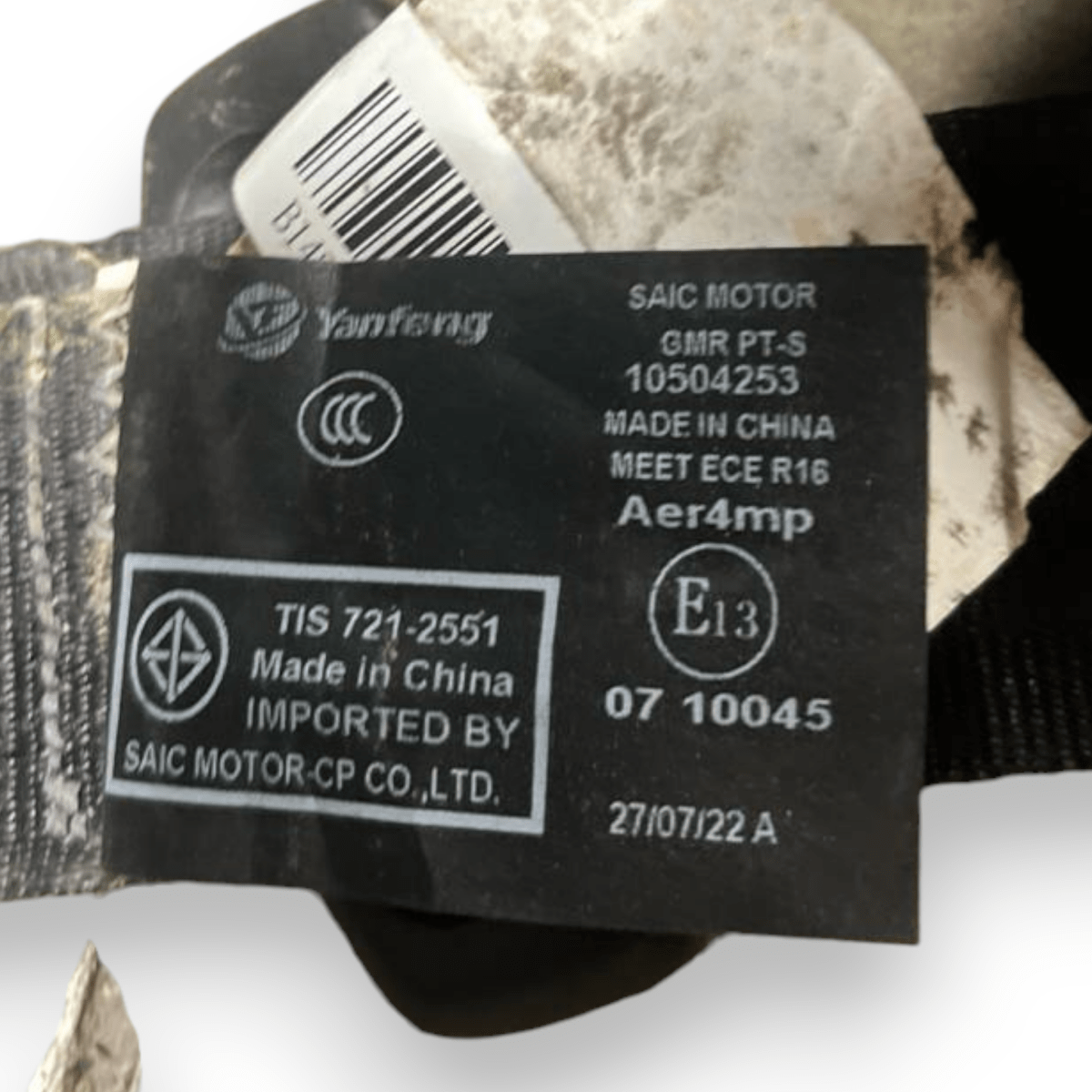 Cintura di Sicurezza posteriore sinistra (sx) MG ZS EV (2017 - ) cod: E130710045 - F&P CRASH SRLS - Ricambi Usati