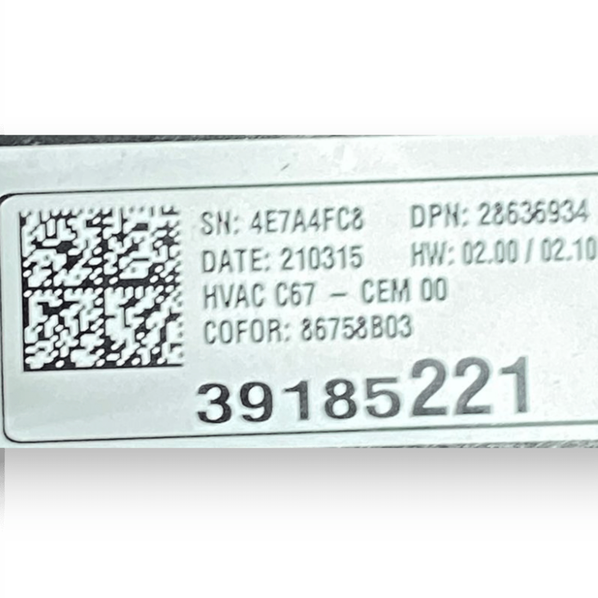 Comandi Clima Opel Corsa F 1.2 Benzina cod:39185221 (2019 - ) - F&P CRASH SRLS - Ricambi Usati