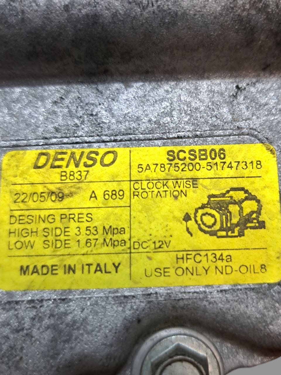 Air conditioning compressor Fiat Grande Punto 1.2b (2007) COD:51747318 - F&P CRASH SRLS - Used Parts