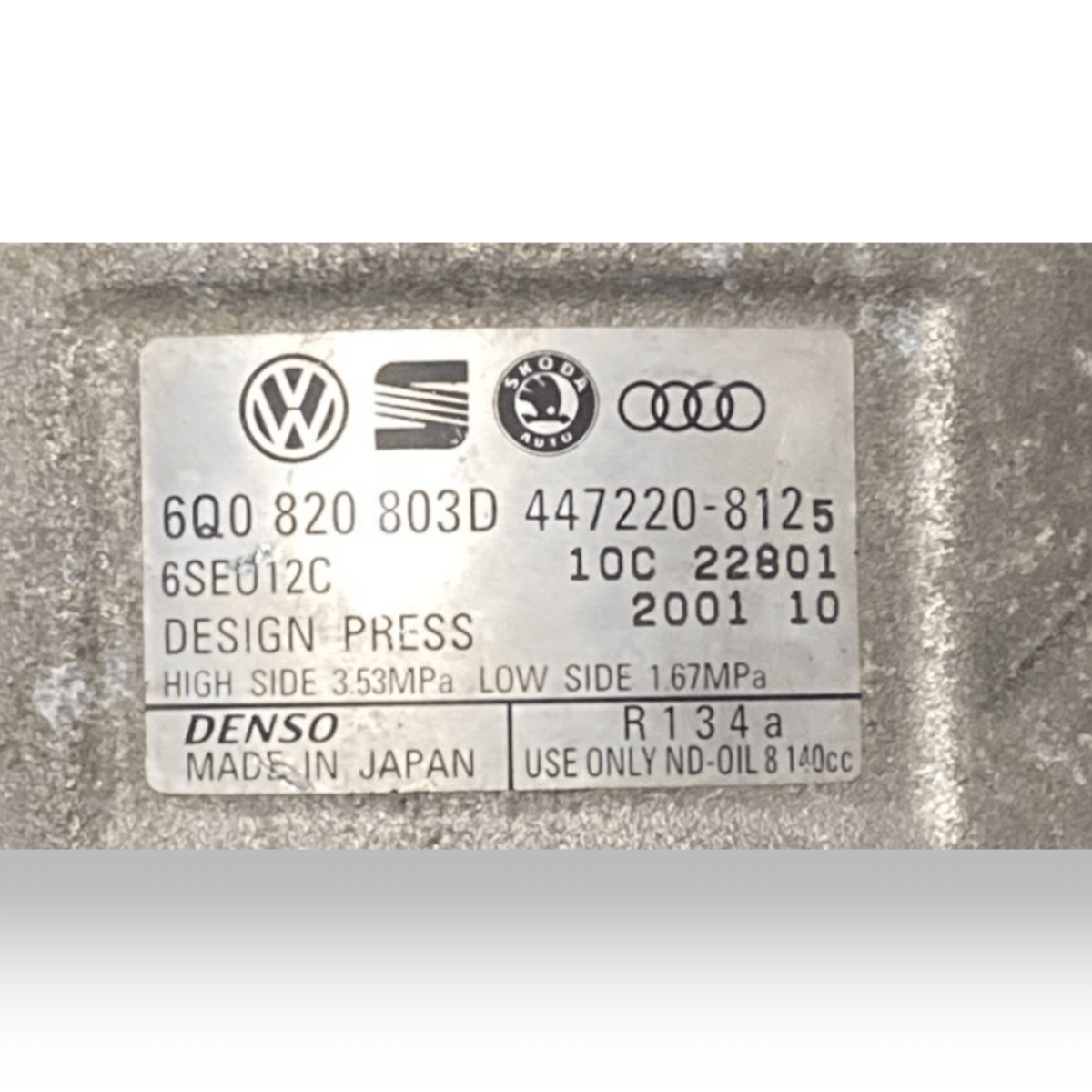 compressore aria clima volkswagen polo 6r cod:6q0820803d (2009 - 2017) - F&P CRASH SRLS - Ricambi Usati