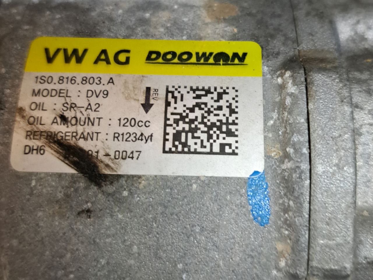 Compressore aria clima Volkswagen Up 1.0 benzina (2019) COD:1S0816803A - F&P CRASH SRLS - Ricambi Usati