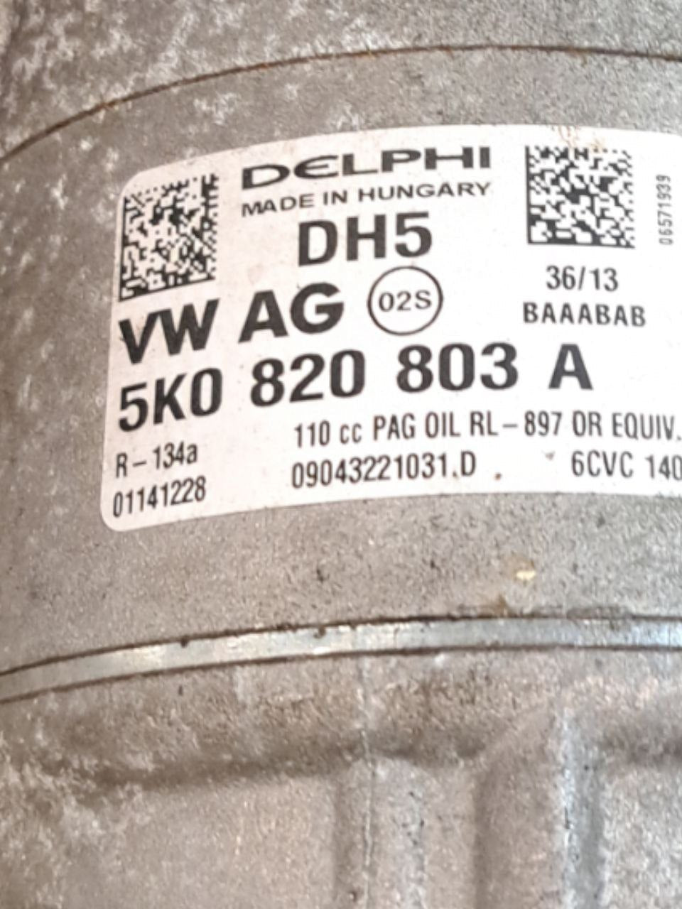 Compressore aria clima Volkwagen Polo 6R 1.2 diesel (2009 - 2017) COD:5K0820803A - F&P CRASH SRLS - Ricambi Usati