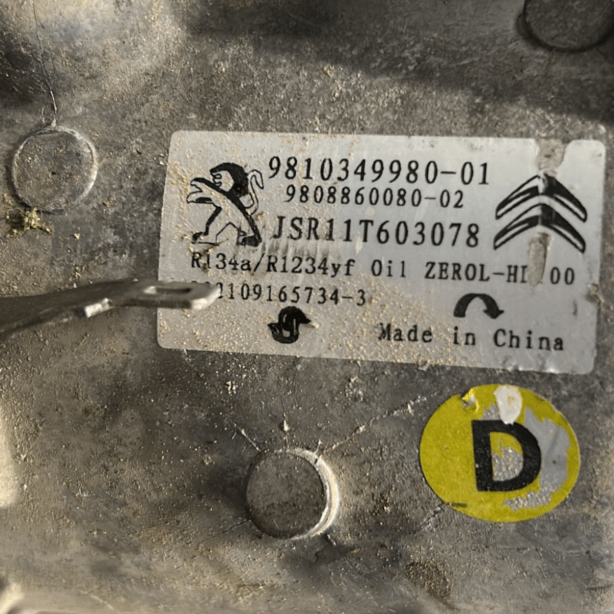 Air conditioning compressor Citroen C3 1.5 diesel code: 9810349980 - 01 (2016 > 2023) - F&P CRASH SRLS - Used Parts