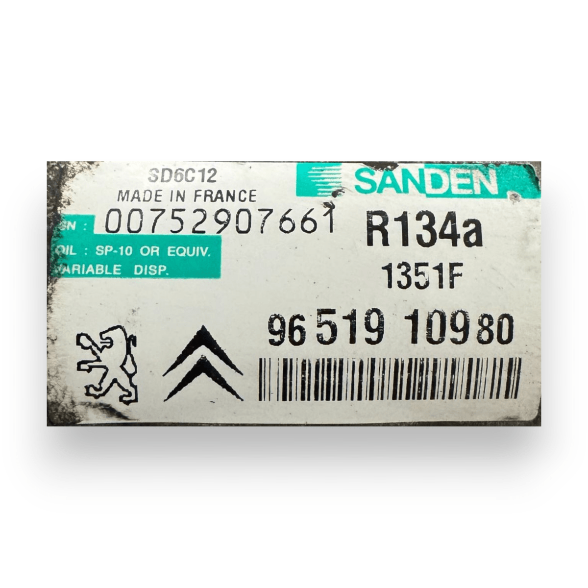 Compressore aria condizionata Citroën C3 II 1.4 diesel cod.9651910980 (2009 - 2016) - F&P CRASH SRL - Ricambi Usati