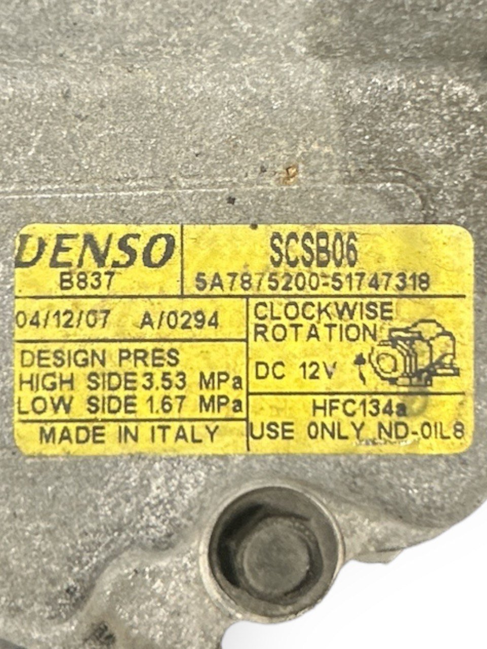 Air Conditioning Compressor Fiat 500 1.2 Petrol cod.5A7875200 (2007 > 2014) - F&P CRASH SRLS - Used Parts