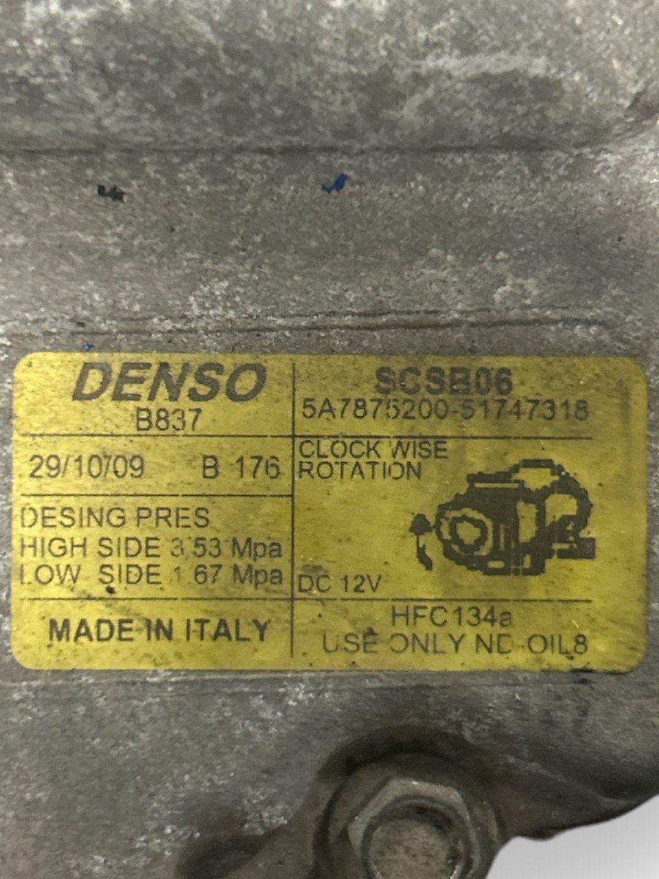 Air Conditioning Compressor Fiat Panda (169) 1.2 Petrol (2003 > 2012) code . 51747318 - F&P CRASH SRLS - Used Parts