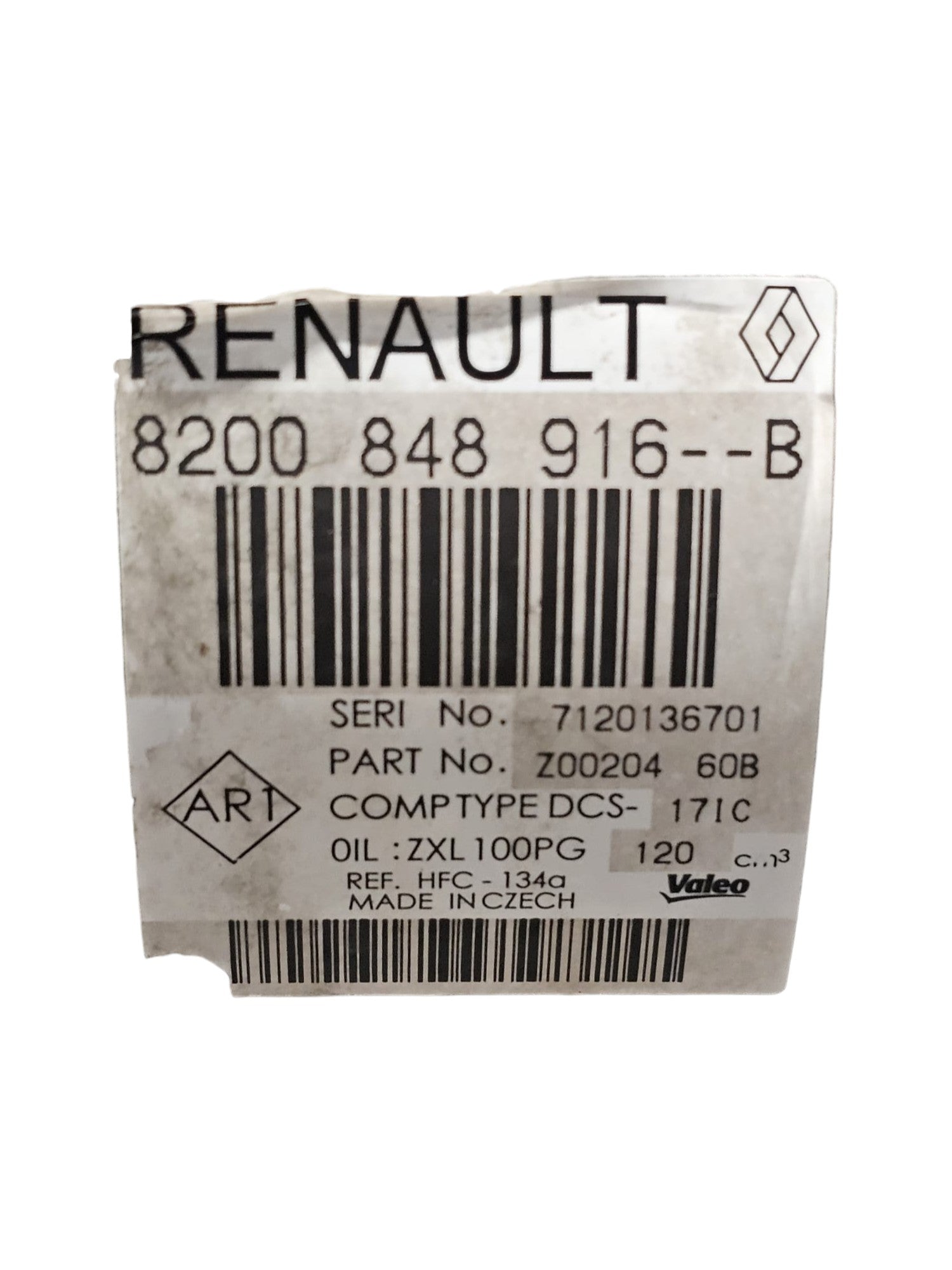 Air Conditioning Compressor Fiat Talento 1.6 Diesel Code:8200848916 (2016 - 2020) - F&P CRASH SRLS - Used Parts