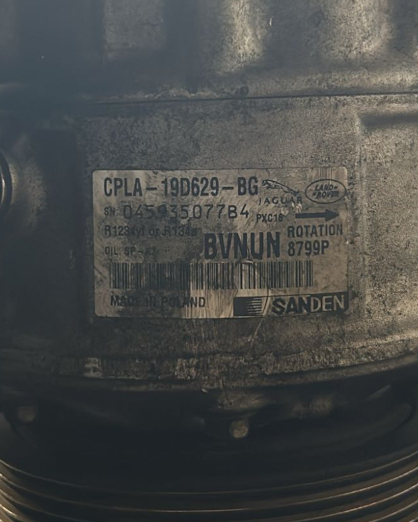Jaguar F-Pace 2.0 Diesel (2016 > ) Air Conditioning Compressor part number CPLA - 19D629 - BG - F&P CRASH SRLS - Used Parts