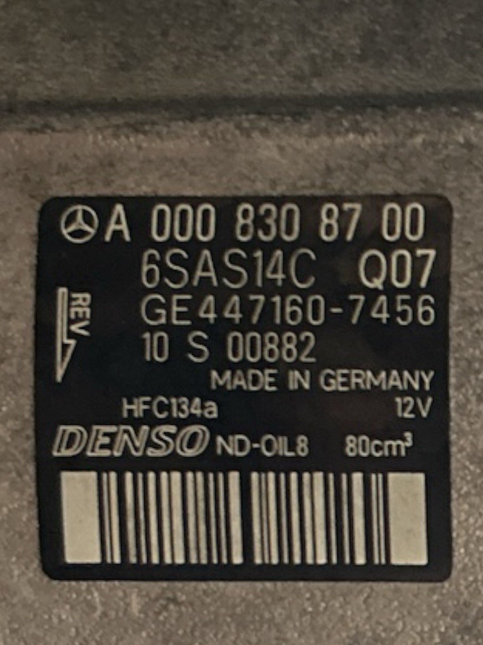 Air Conditioning Compressor Mercedes Benz Class C (W205) 1.6 Diesel (2014 > 2021) cod.A0008308700 - F&P CRASH SRLS - Used Parts