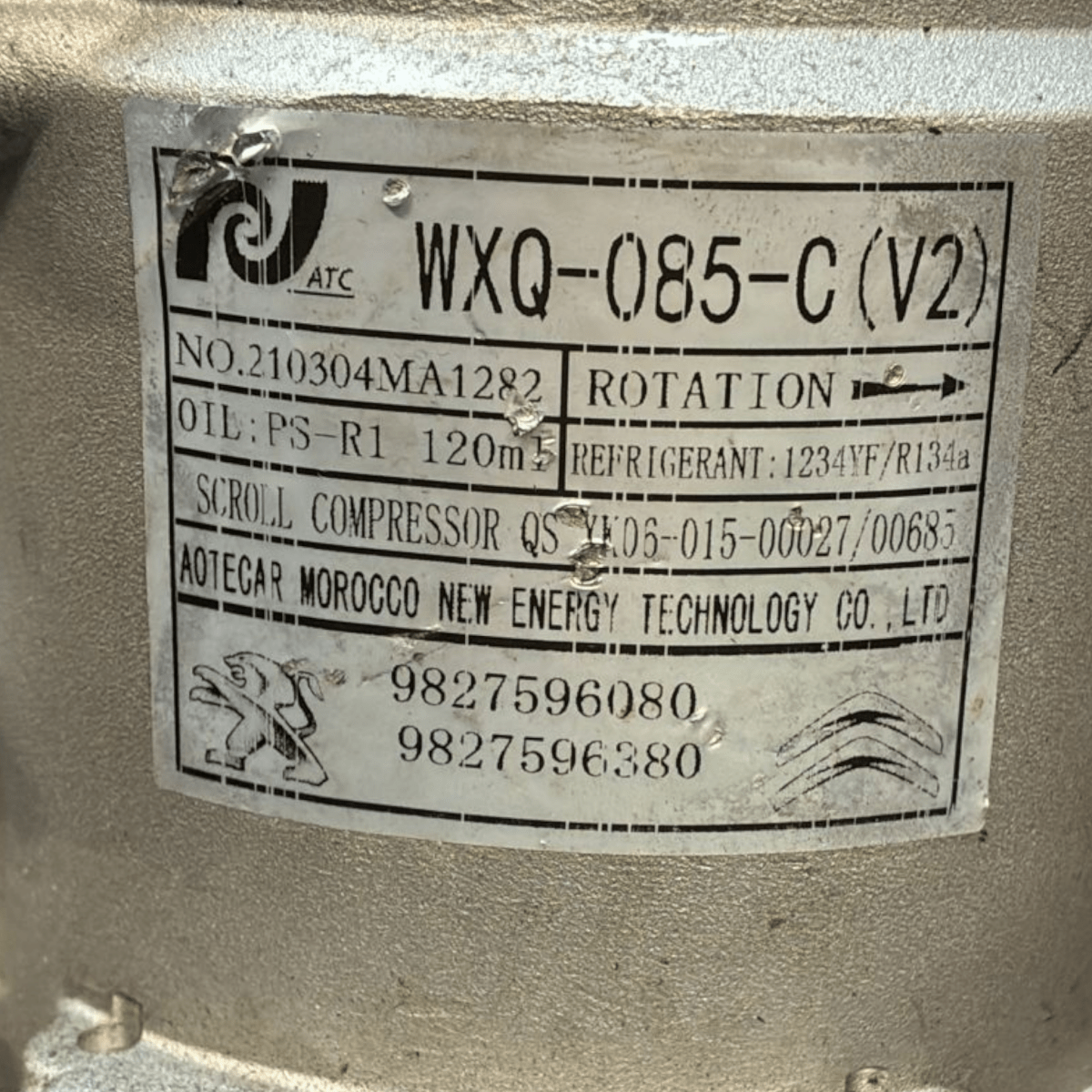 Air conditioning compressor opel corsa f 1.2 petrol code: 9827596080 (2019 - >) - F&P CRASH SRL - Used Parts