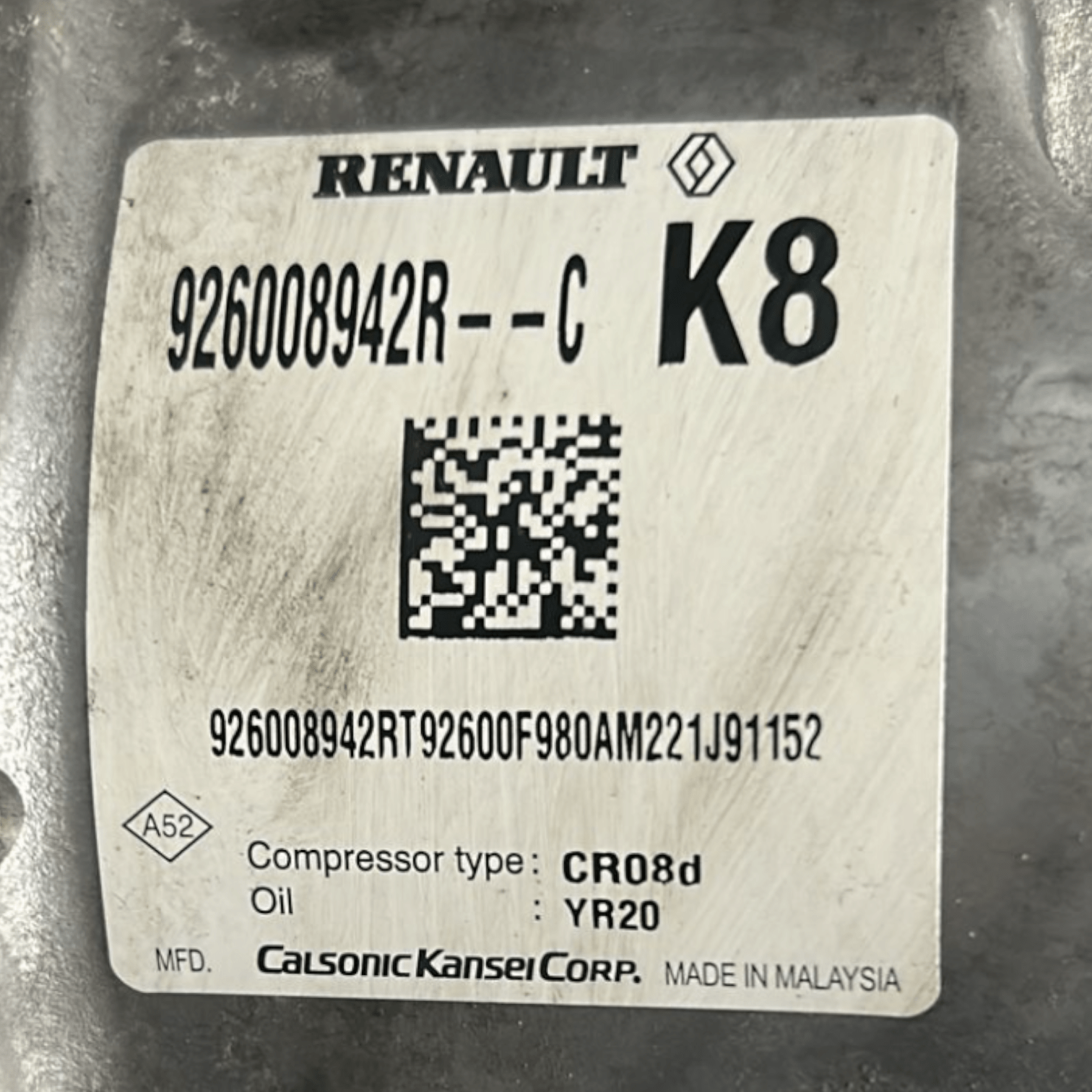 Compressore Aria Condizionata Renault Express 1.5 Diesel cod:926008942R (2020 >) - F&P CRASH SRLS - Ricambi Usati