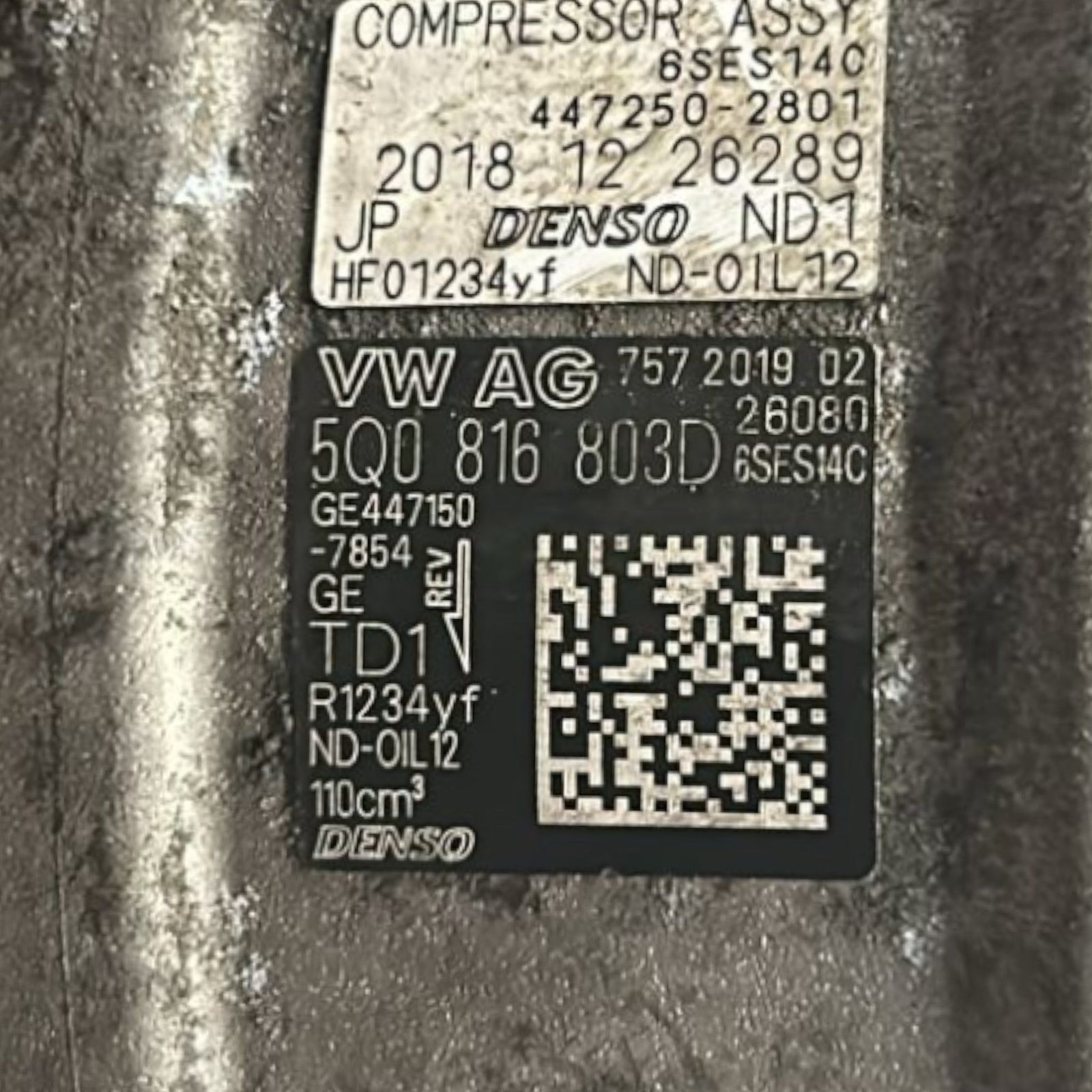 Volkswagen Golf VII Air Conditioning Compressor code 5Q0816803D 1.6 Diesel (2012 > 2019) - F&P CRASH SRLS - Used Parts