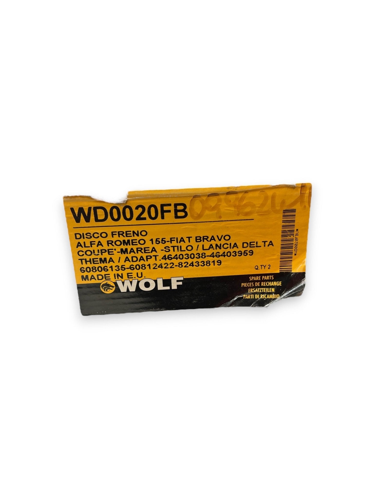 Brake Disc Pair WOLF Front Alfa Romeo 155 / Fiat Croma - Marea / Lancia Delta - Thema (1992 - 2004) code: WD0020FB - F&P CRASH SRLS - Used Parts