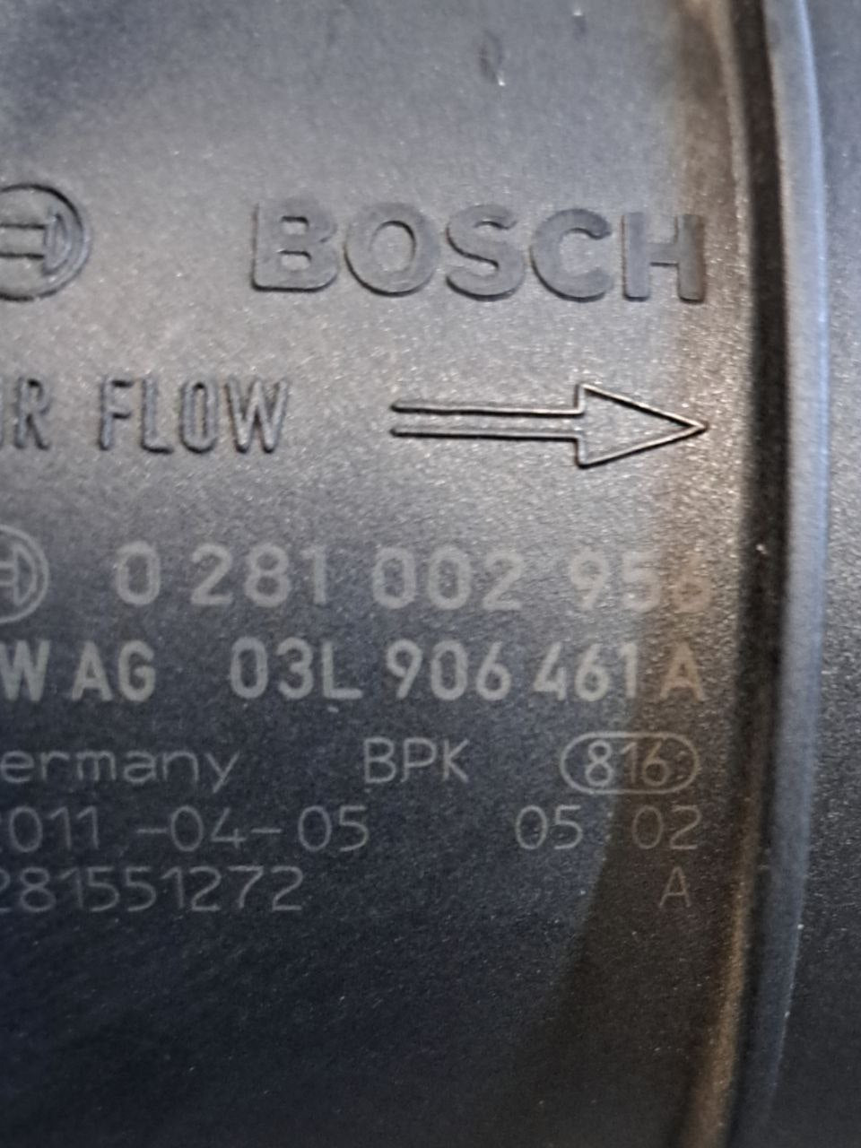 Debimeter / Flowmeter Audi A4 B8 / Golf VI / Golf VII / Tiguan 2.0 tdi (2009-2016) COD:03L906461A - F&P CRASH SRLS - Used Parts