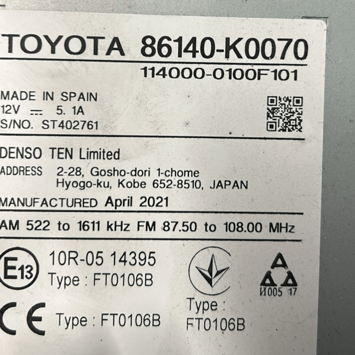 Display / autoradio toyota yaris cod:86140 - k0070 (2021 >) - F&P CRASH SRL - Ricambi Usati