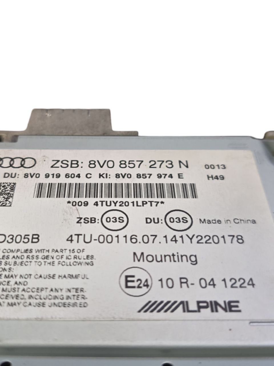 Multifunction Display Audi A3 8V (2015 - 2020) Code: 8V0857273N - F&P CRASH SRLS - Used Parts