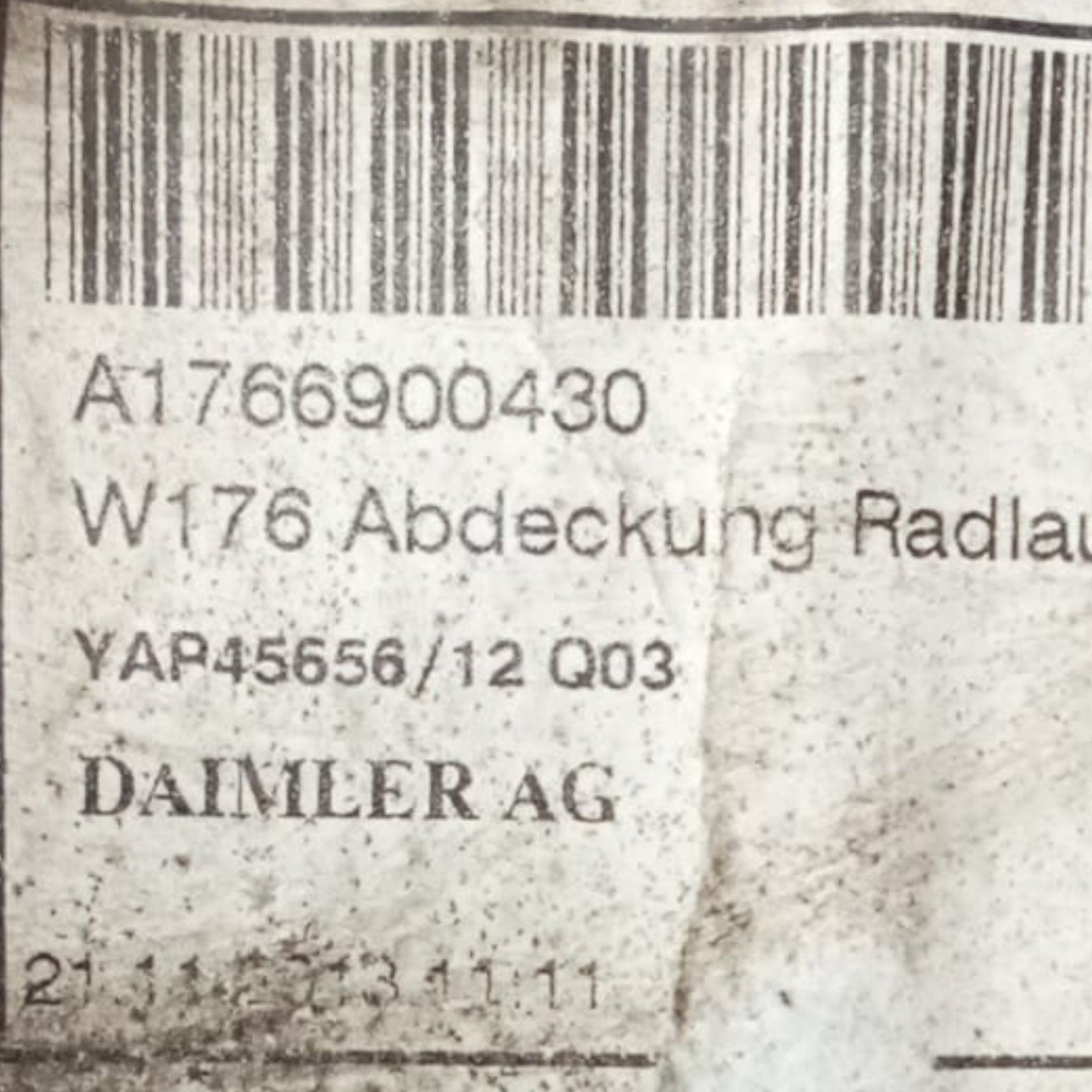 Passage de roue / protection arrière droite mercedes benz classe a w 176 code . a1766900430 (2012 > 2018)