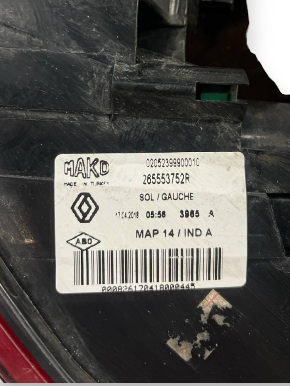 Left rear external halogen tail light (sx) Renault Clio IV (2012 to 2021) code: 265553752R - F&P CRASH SRLS - Used Parts