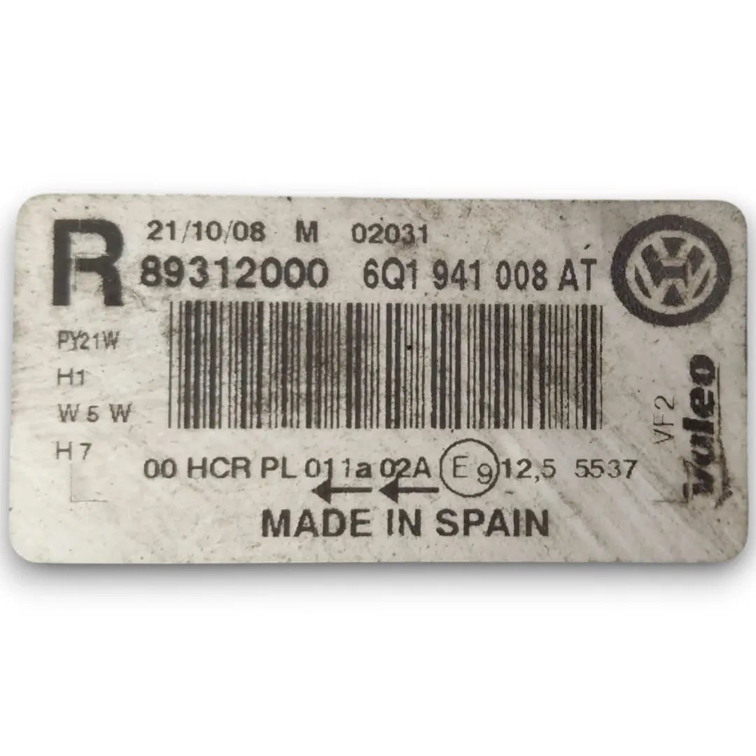 Faro anteriore destro Volkswagen Polo 2001–2005 OEM 6Q1941008AF - F&P CRASH SRL - Ricambi Usati