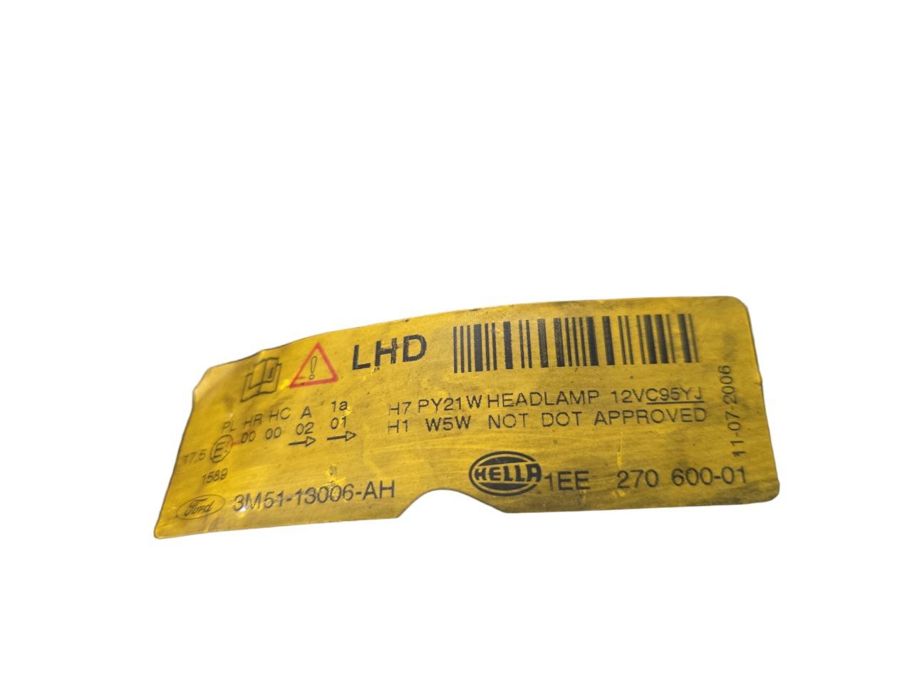 LEFT FRONT HALOGEN HEADLIGHT FORD C - MAX (2003 - 2010) Code: 3M51 - 13006 - AH - F&P CRASH SRLS - Used Parts